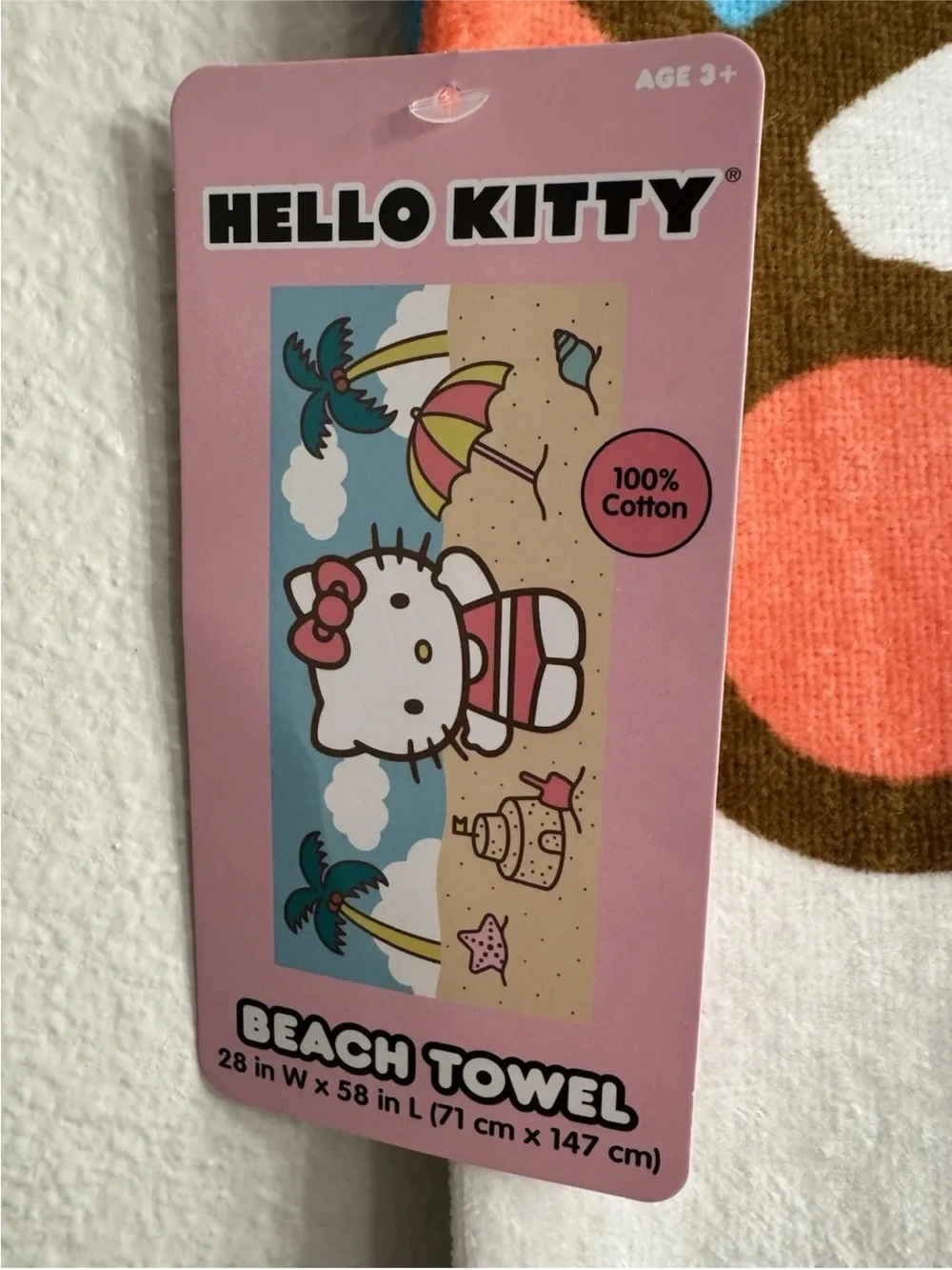 Hello Kitty summer sand castle beach towel 28x58 NWT